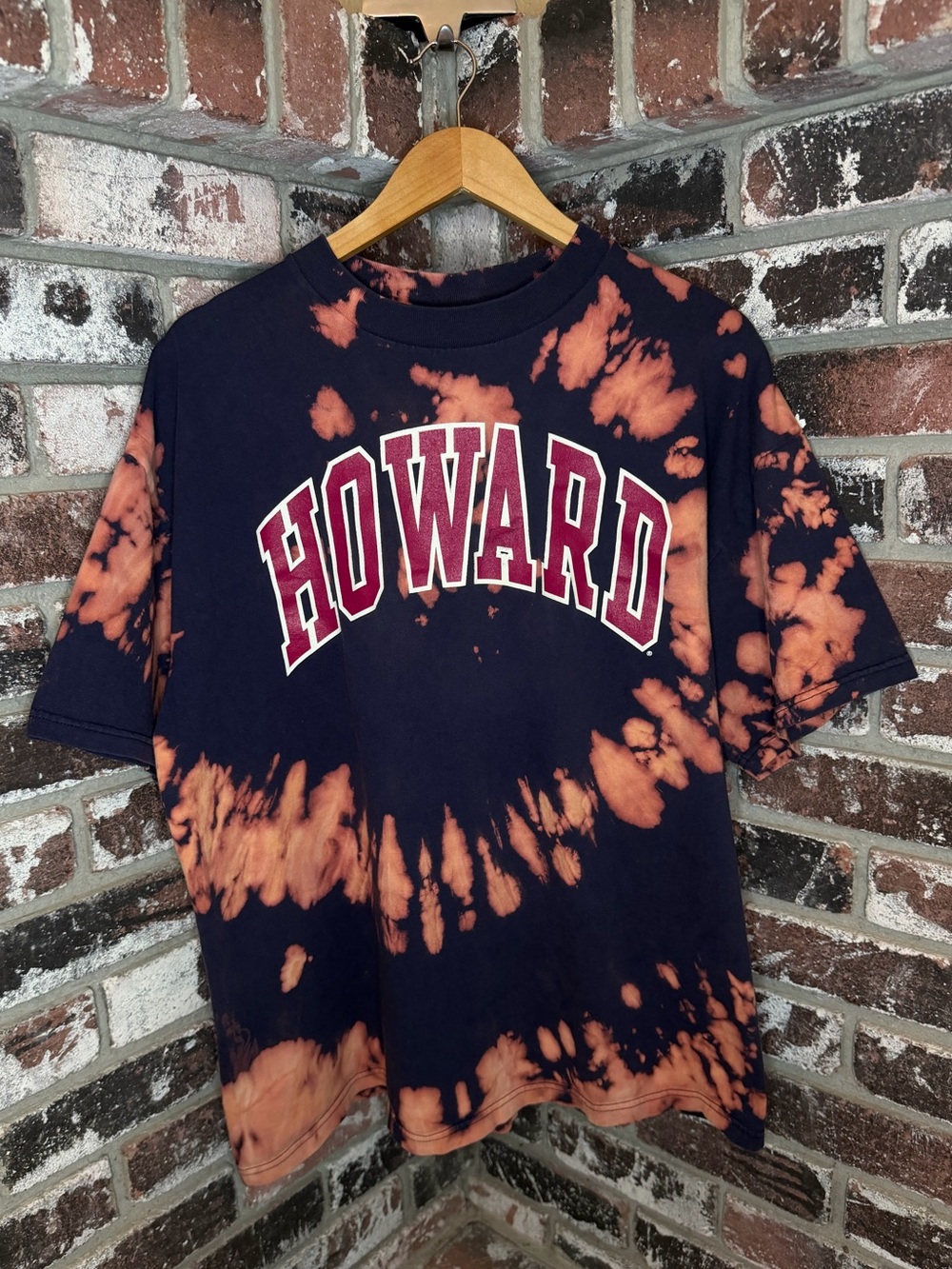 Howard University Vintage Bleach One of One Tiedye Design Short Sleeve Tshirt